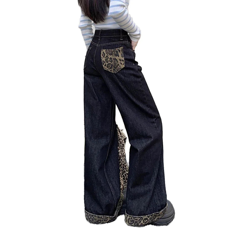 High Waist Wide Leg Jeans – Animal Print